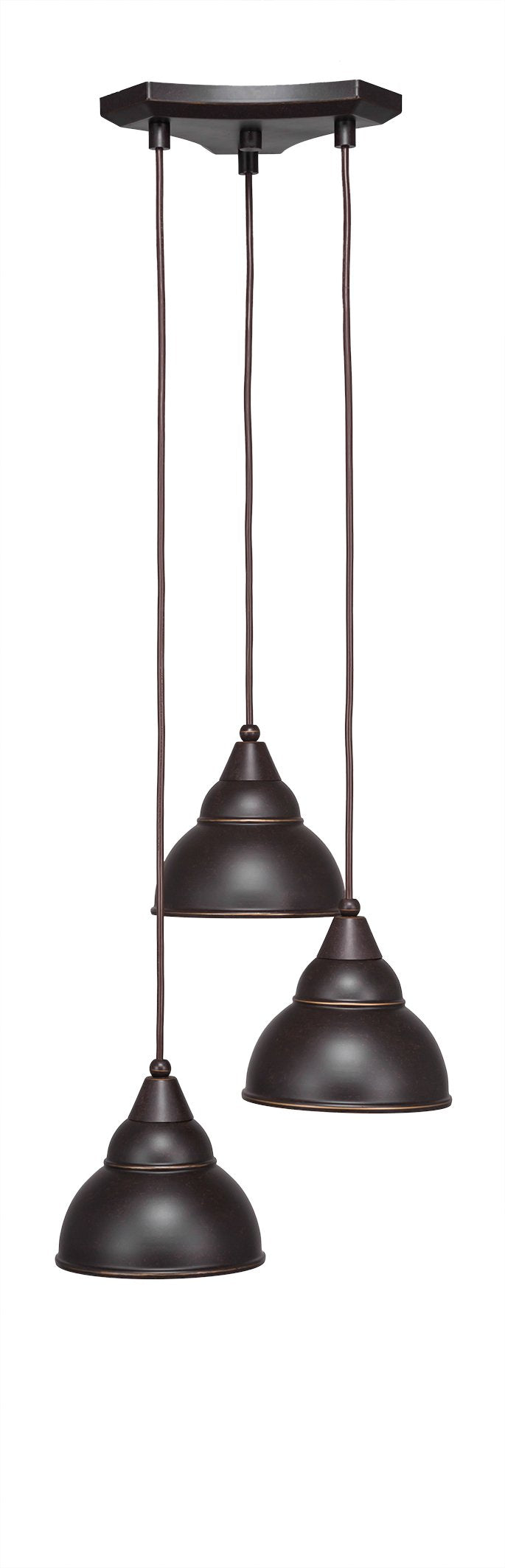 Toltec Lighting 28-Dg-427 Europa 3 Light Multi Mini Pendant With 7&quot; Double Bubble Metal Shades, Dark Granite Finish
