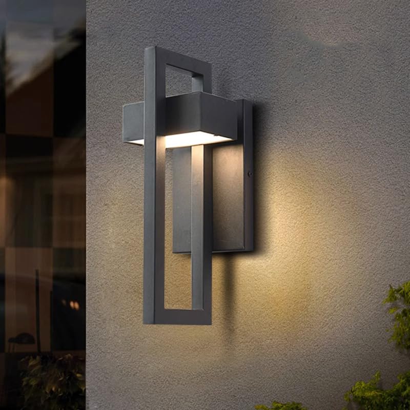 Krychiler 2 Set Modern Black Led Wall Sconce, Waterproof Indoor/Outdoor Lighting, 13.6&quot;