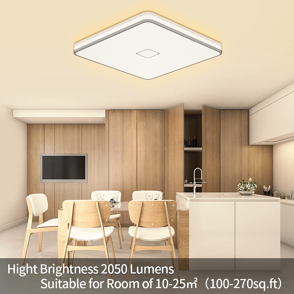 Airand Led Ceiling Light Flush Mount 24W 12.6 Inch Square Led Ceiling Lamp With 240Pcs Led Chips Without Flicker, 2050 Lumens, I