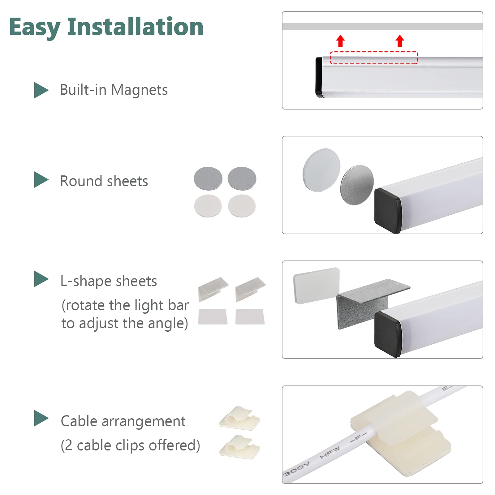 Asoko Plug-In Led Under Cabinet Lighting, 12 Inch Led Light Strip Bar, Cool White 6000K Usb Led Cabinet Light, Slim Undercounter