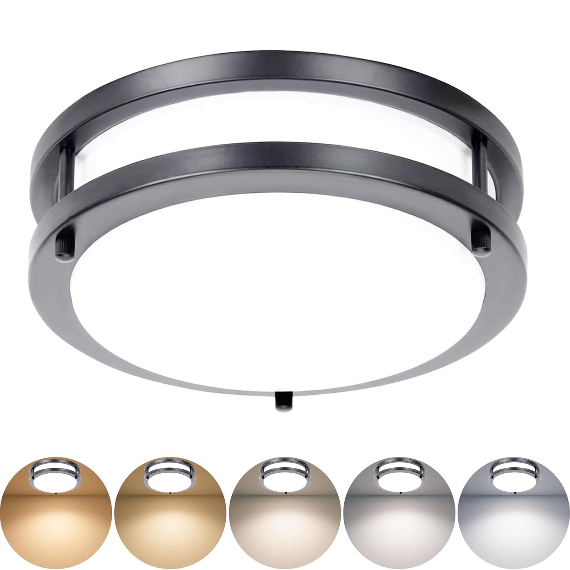 Drosbey 12-Inch Dimmable LED Ceiling Light Fixture, 36W, Black, Flush Mount, 5 Temperature Selectable, Model CL365SE02