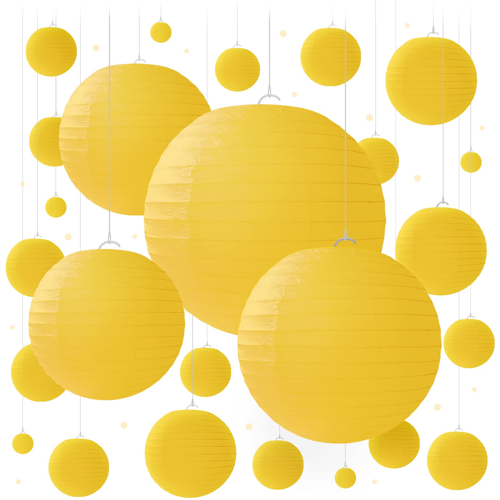Avoseta Yellow Paper Lanterns - 25 Piece Set - Party Decorations for Birthdays, Weddings, and Special Occasions