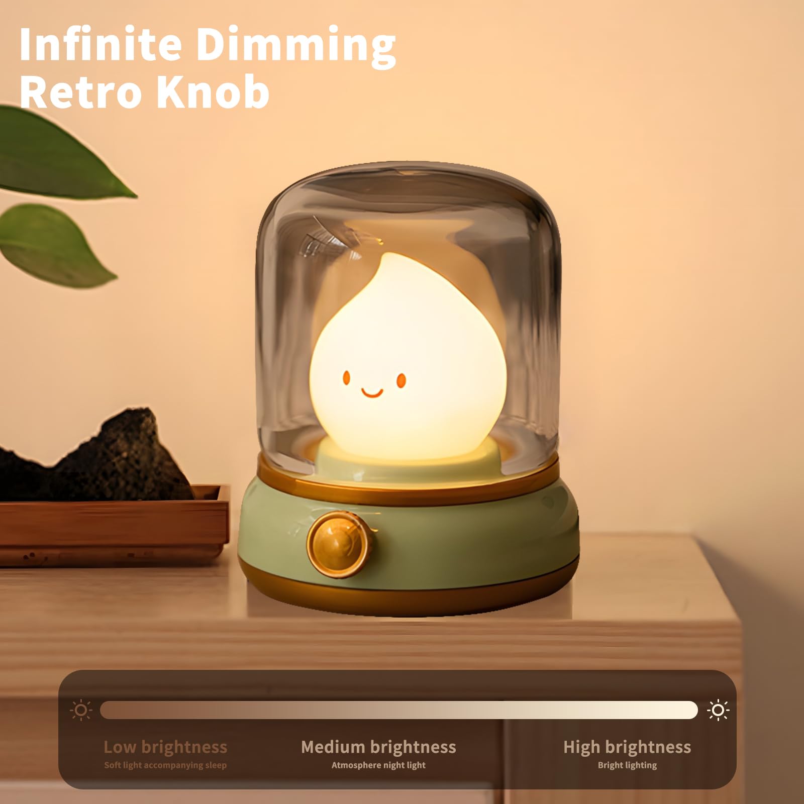 Hpydiy Candlestick Night Light - Retro Oil Lamp Emotion Light Silicone ChildrenS Night Light Rechargeable Adjustable Press Dot Switch And Room Decoration Gift (Green)