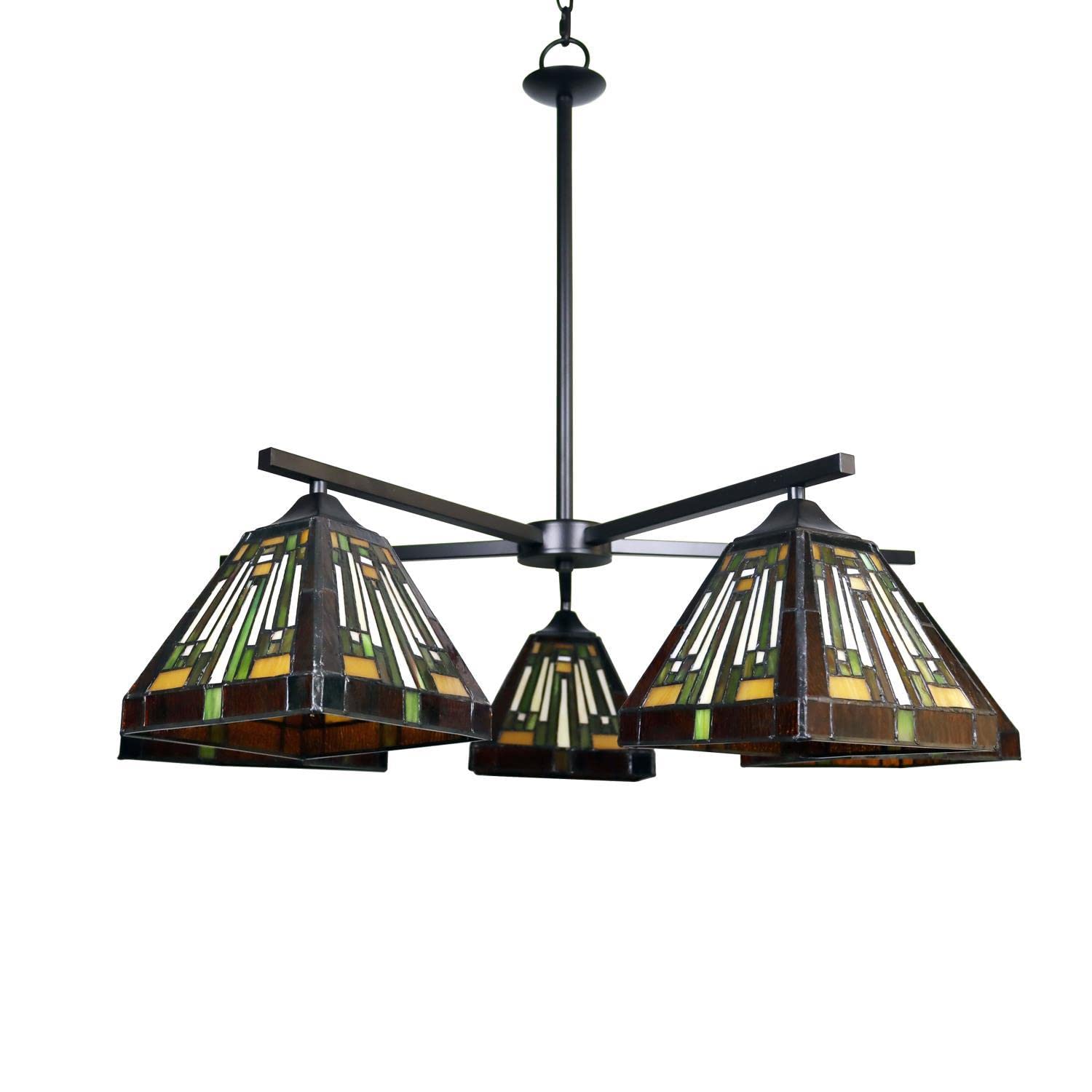 CHLOE Lighting INNES Mission Tiffany-Style Blackish Bronze 5 Light Large Chandelier 30 Wide