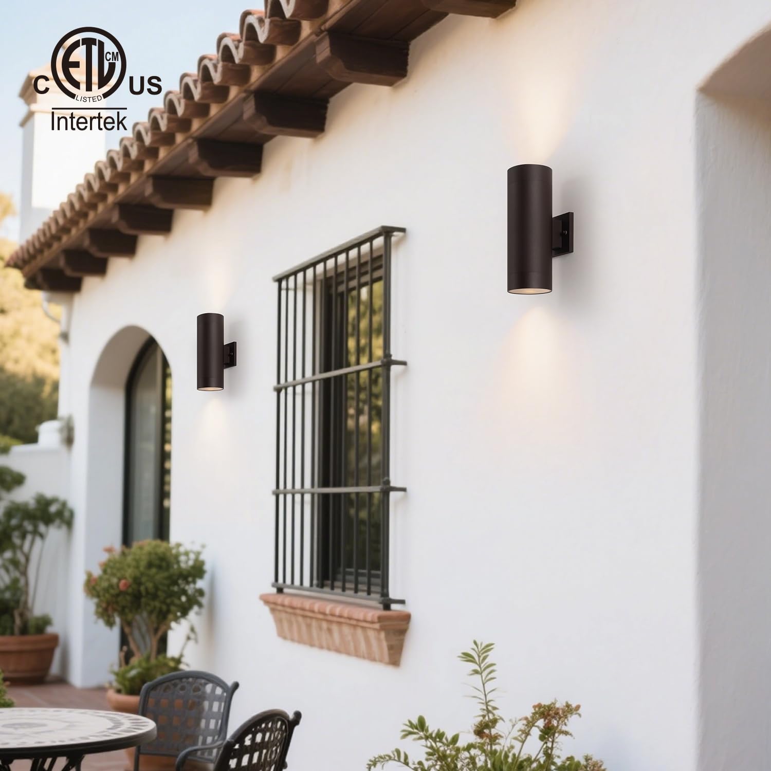 Mirrea Modern Outdoor Porch Light, 2-Pack Aluminum Waterproof Wall Sconce, Oil Rubbed Bronze, Model B12A108