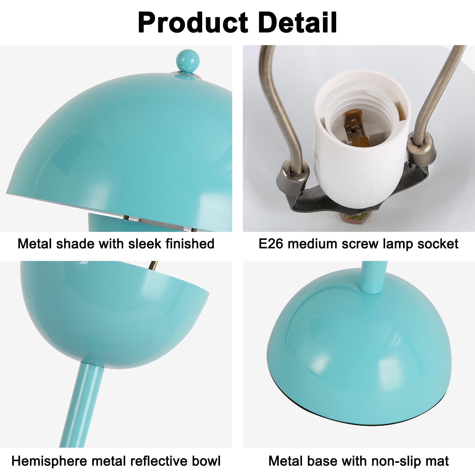COSYLUX Modern Table Lamp - Metal Dome Shade, Light Green, Ideal for Bedroom, Office, Nightstand, Kids Room