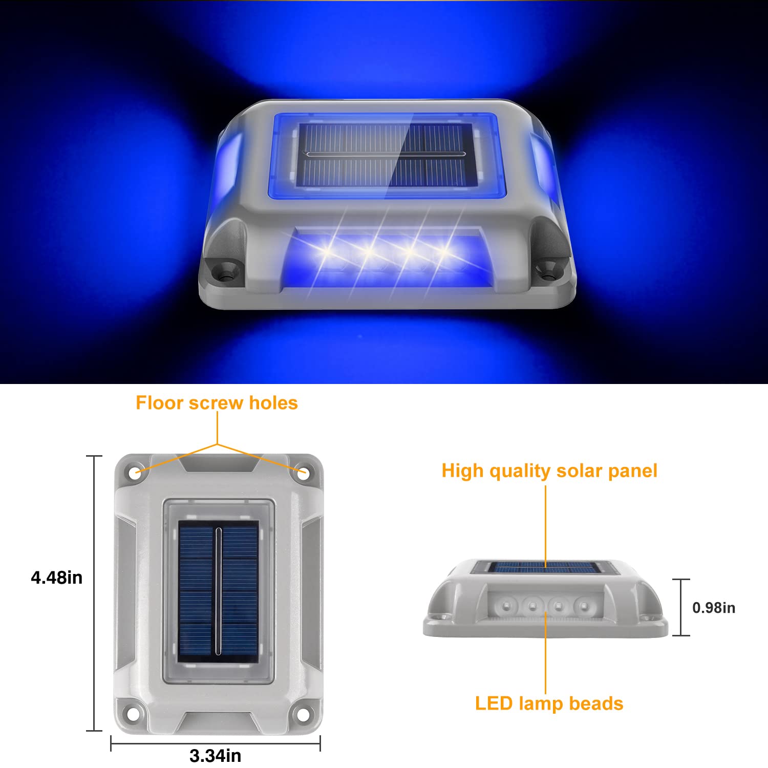 T-Sun Solar Driveway Deck Lights, Blue Driveway Lights Outdoor, 12 Pack Led Ground Driveway Light Blue Path Light For Garden Sid