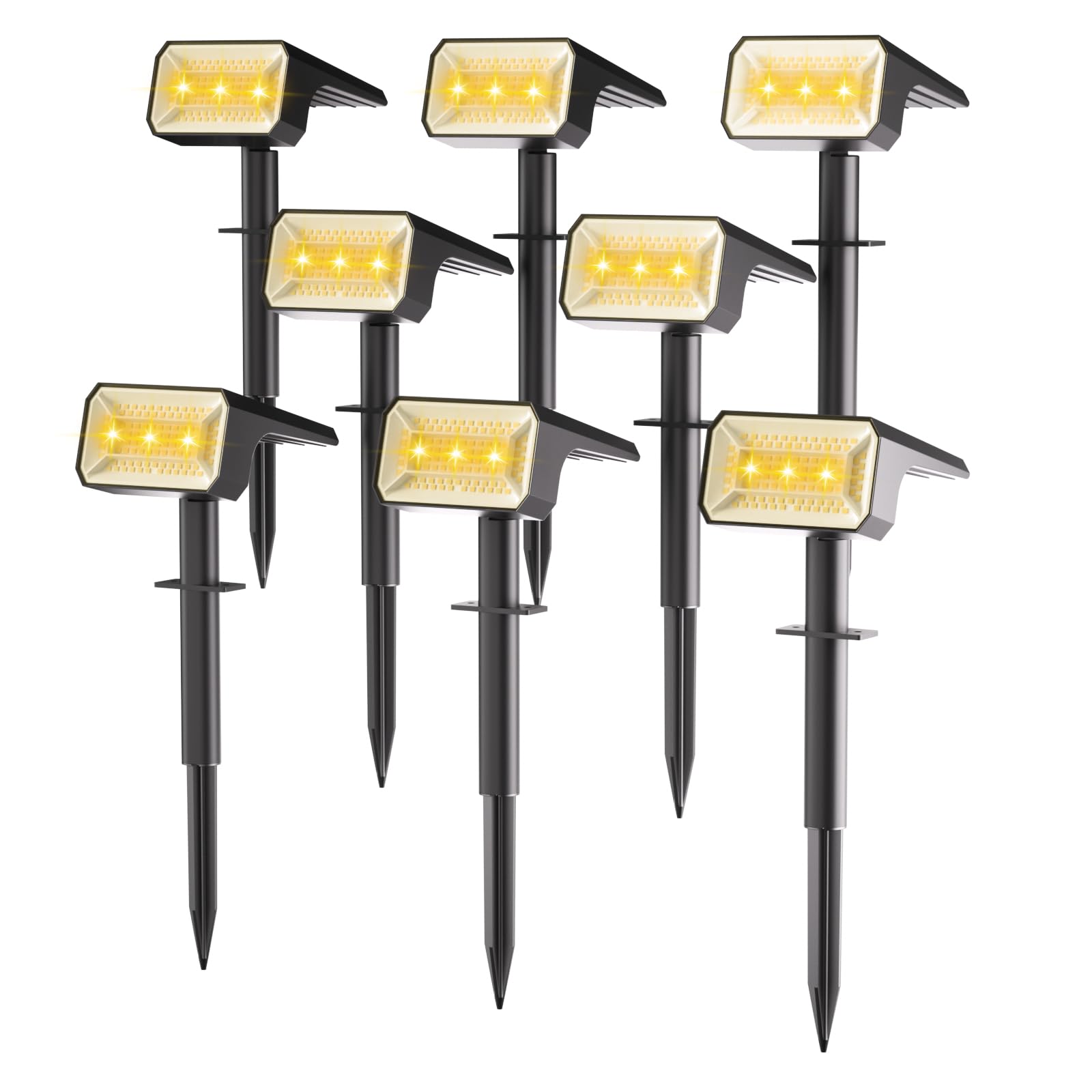 Fabrito 8 Pack Solar Spot Lights Outdoor Waterproof IP67  [108 LEDs  4 Modes] Dusk to Dawn Spotlights for All Night  2-in-1 Solar Landscape Lights for Garden  Yard  Tree  Pool  Warm White