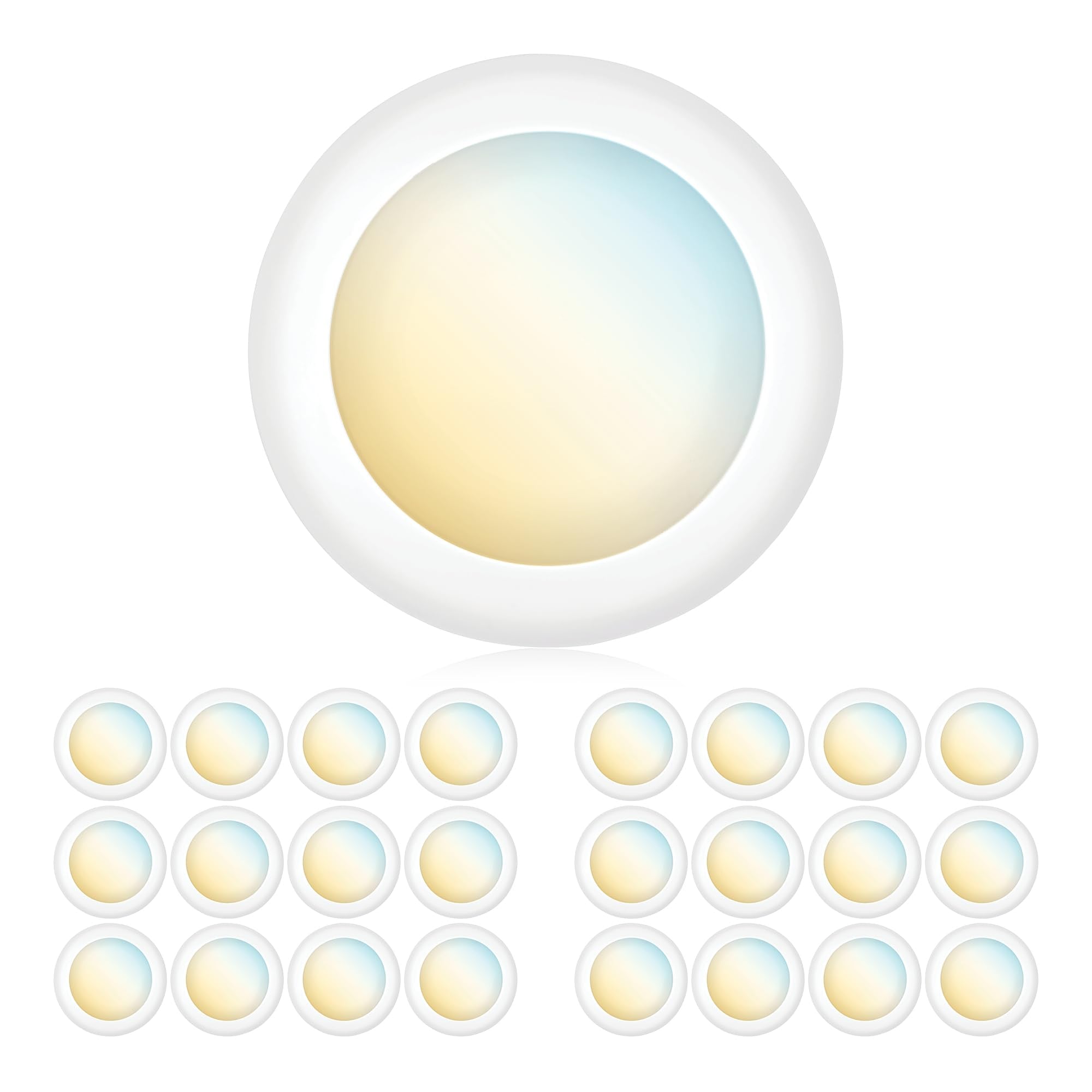PARMIDA (24 Pack) 5/6 Inch Dimmable 3CCT LED Disk Lights, 15W Surface Mount Recessed Ceiling Lighting, 3 Color Selectable 3000K/