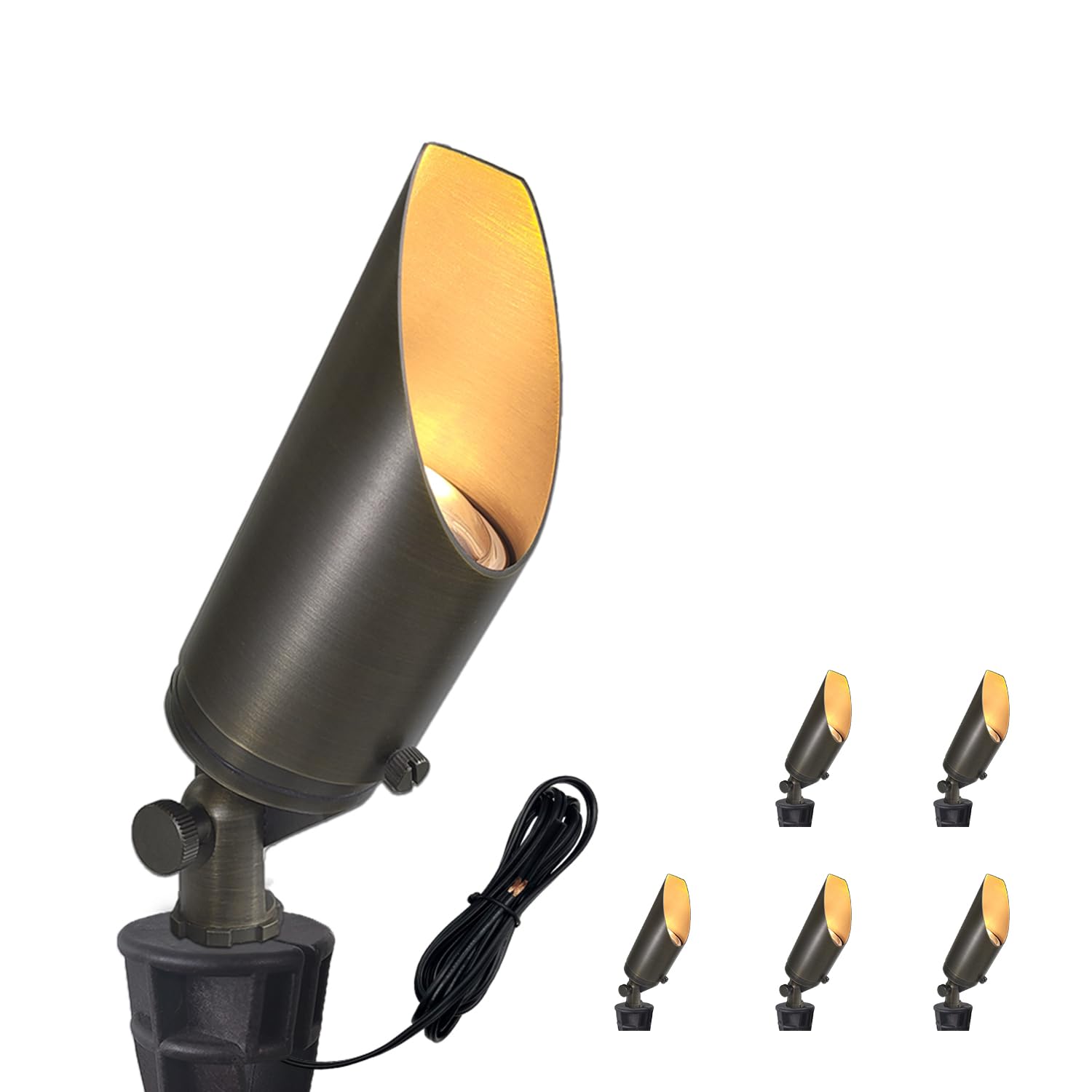 COLOER Die-cast Brass Landscape SpotLights Outdoor, 12V AC/DC Low Voltage Adjustable Yard Lighting, IP65 Waterproof Garden Patio