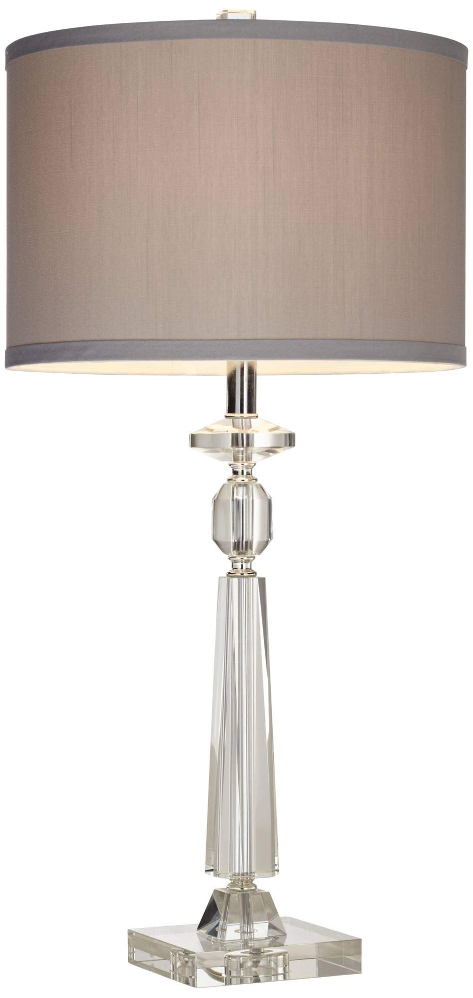 Vienna Full Spectrum 27 Tall Table Lamps Set Of 2, Gray Drum Shade, Crystal, Model 40A06, Ideal For Living Room, Bedroom, Office