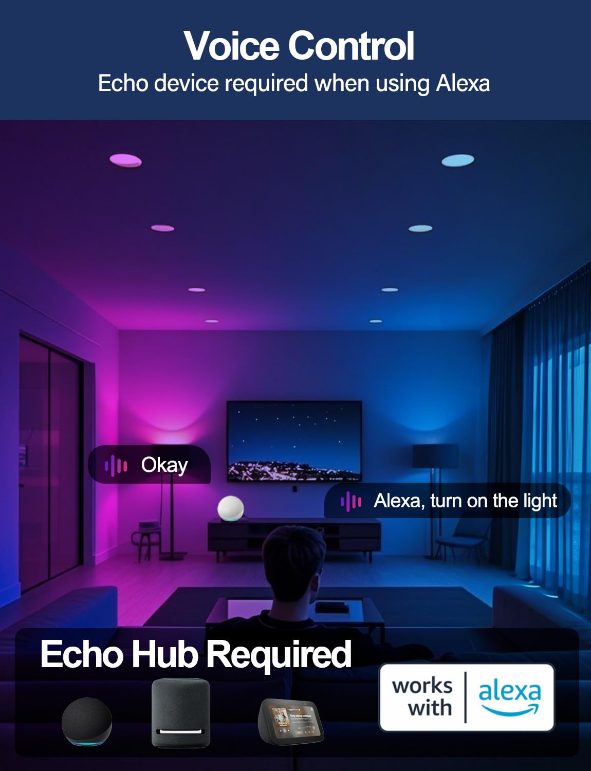 Ilc 6 Inch Led Recessed Light, Work With Alexa (Hub Required), App Controlled, Rgb Color Changing, 16 Million Colors, Cct: 2700K