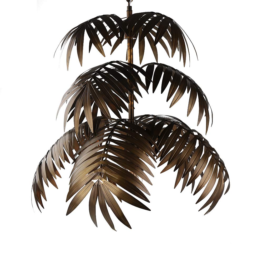 Newrays Vintage Tropical Coconut Leaves Chandelier, Metal, Rustic Design, Model Yzs1, Perfect For Living Room, Dining Room, Or Kitchen