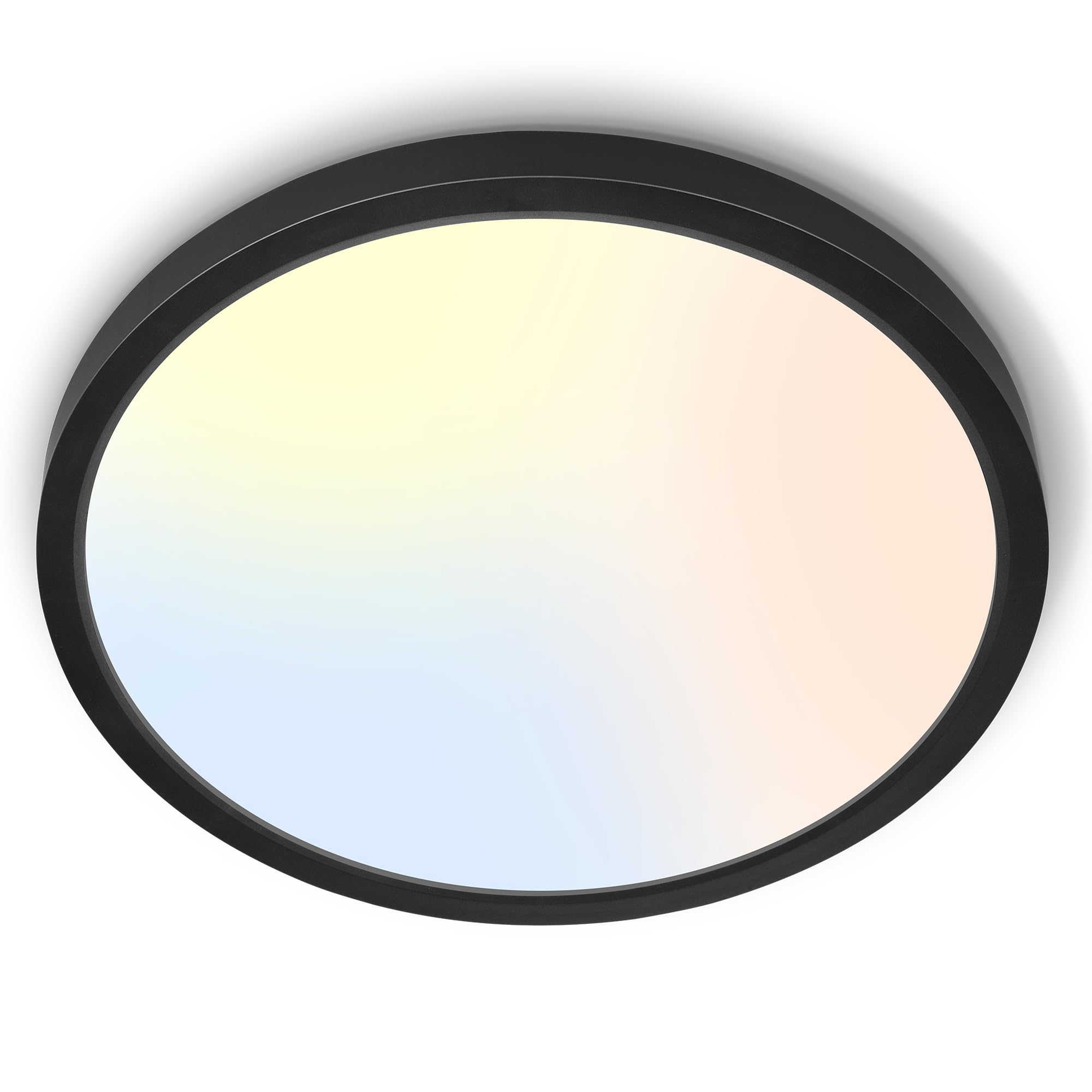 SunRider LED Flush Mount Ceiling Light Black, 12inch 20W 2000LM Bedroom Panel Light 200W Equiv. Dimmable 5CCT Selectable 2700K/3