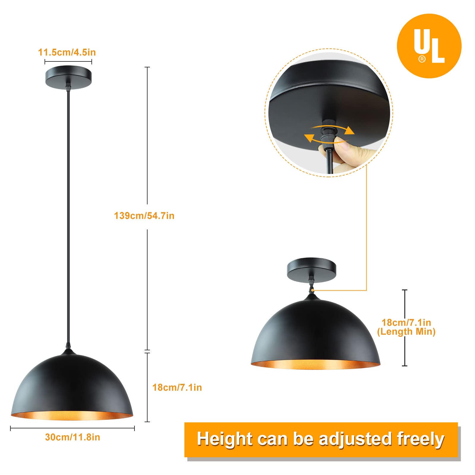 Dllt Industrial Pendant Light Fixture, Farmhouse Decor Adjustable Metal Hanging Lamp, Vintage Pendant Lighting For Kitchen Resta