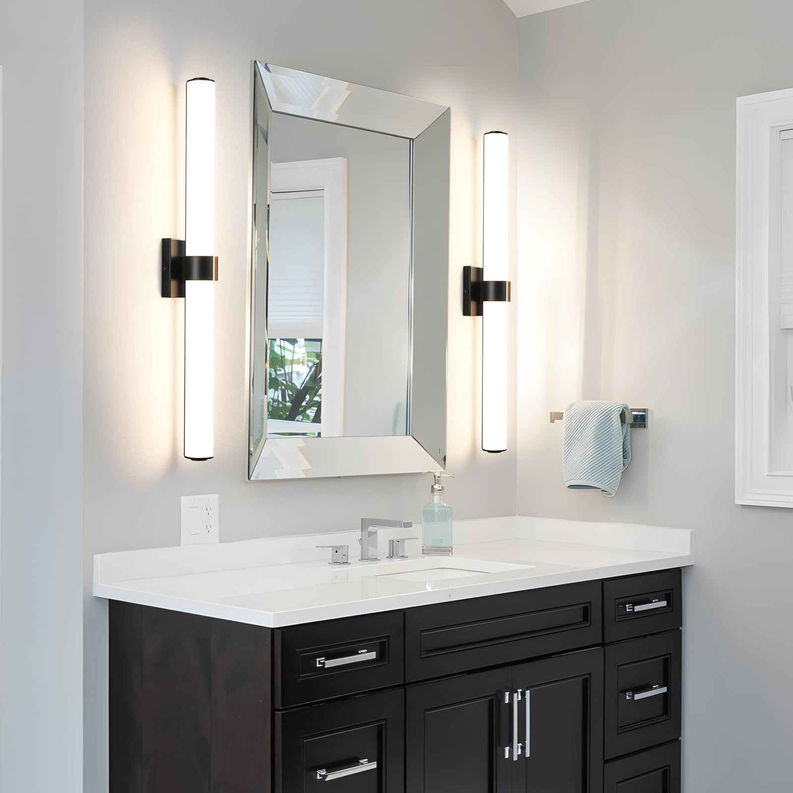 Aijiasi Black Bathroom Vanity Light Fixtures, 31 Inch Modern Bathroom Light Fixtures Over Mirror Sconce Lighting 36W 3000K Led Dimmable Vanity Light Bar For Mirror Bedroom Living Room