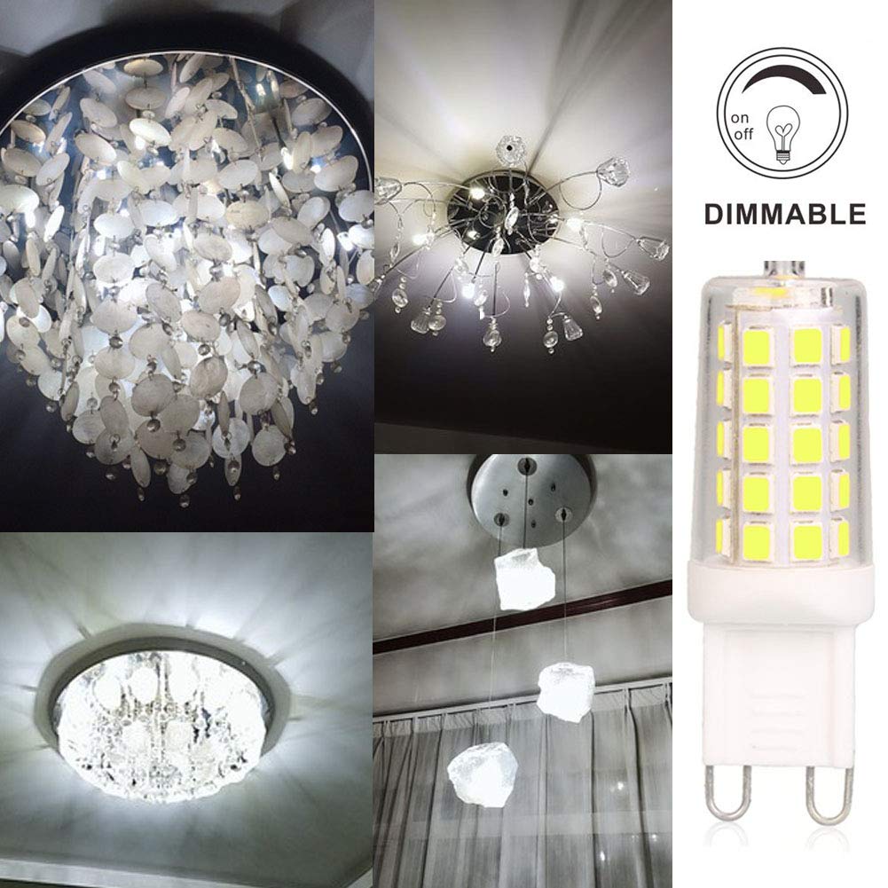 Baoming G9 Led Bulb Daylight Dimmable 4W, 40W T4 G9 Halogen Equivalent,6000K 120V No-Flicker, Chandelier Lighting 450Lm (5 Pack)