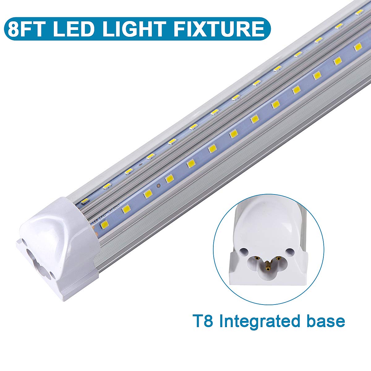 Douyidou (12-Pack) 8Ft Led Shop Light Fixture, 100W 15000Lm 6000K, Cold White, V Shape, Clear Cover, Hight Output, Linkable Shop Lights, T8 Led Tube Lights For Garage 8 Foot With Plug