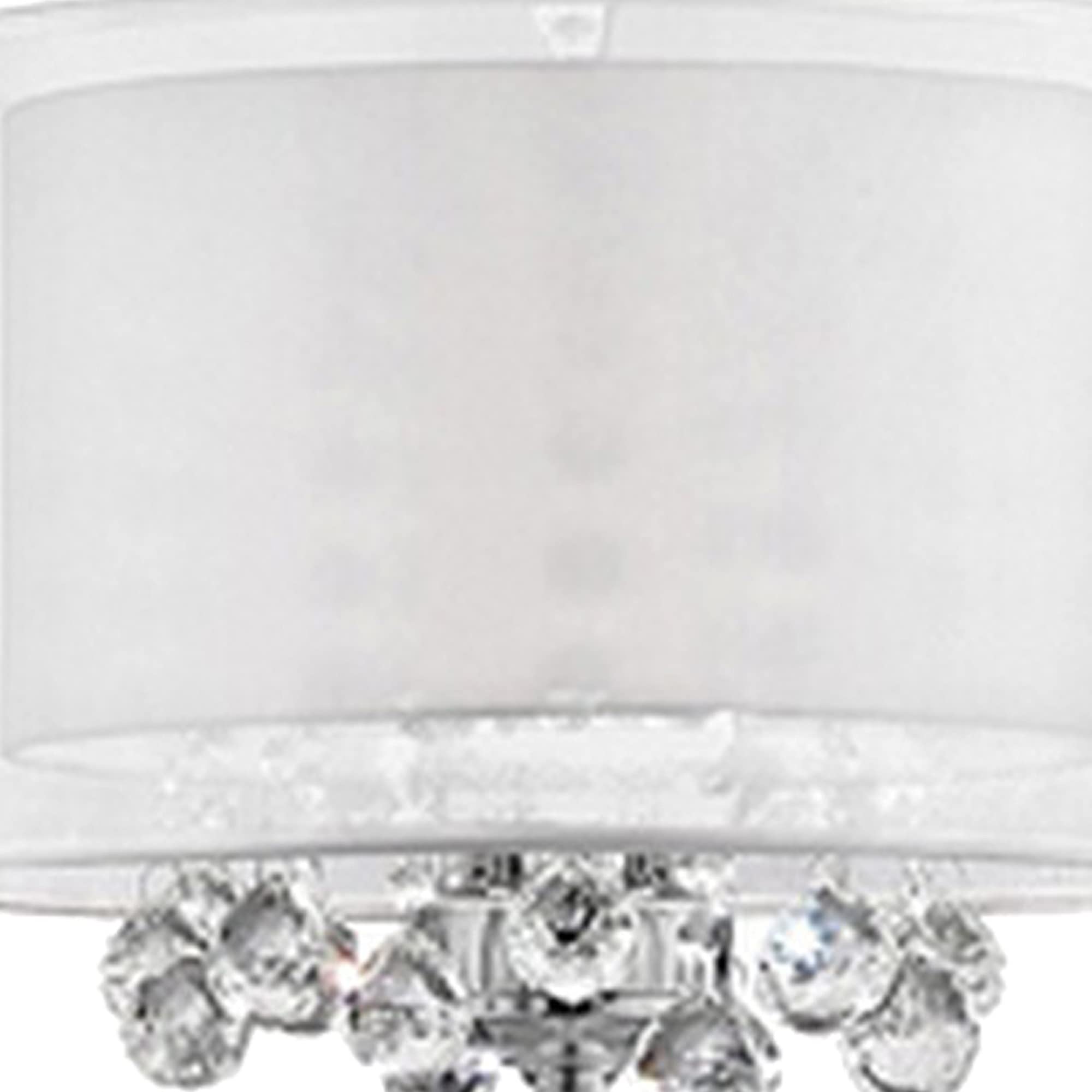 Benzara Twisted Crystal Accent Floor Lamp, Dual Fabric Shade, Clear, Model BM240937