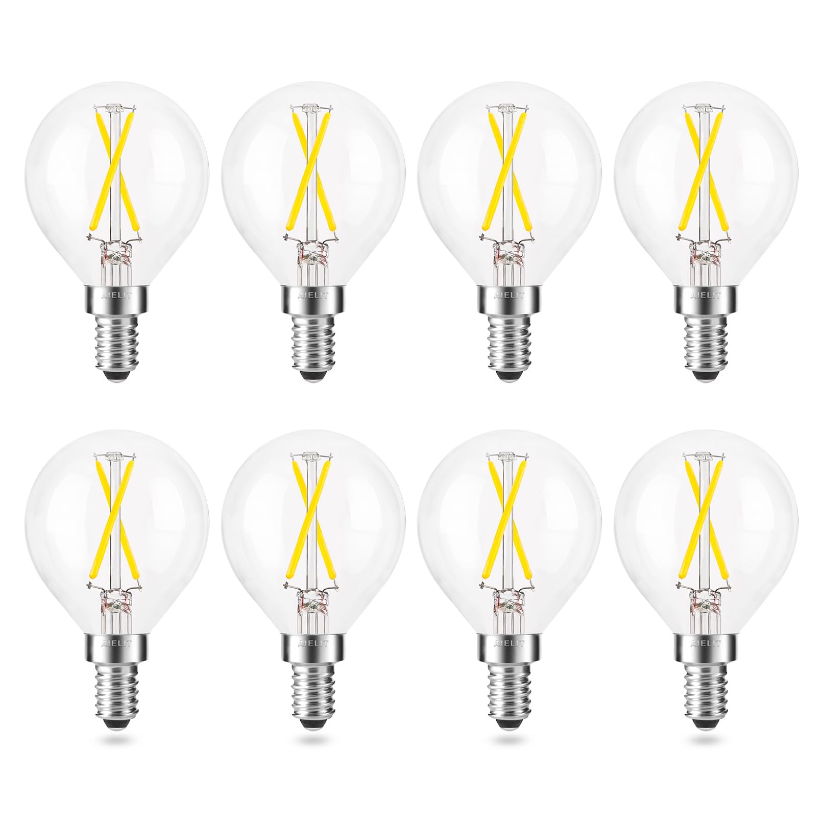 Aielit 2W 5000K Dimmable Led Candelabra Bulb(Bright White), 25-30 Watt Equivalent 200Lm, E12 Base G15 Led Filament Light Bulbs, 
