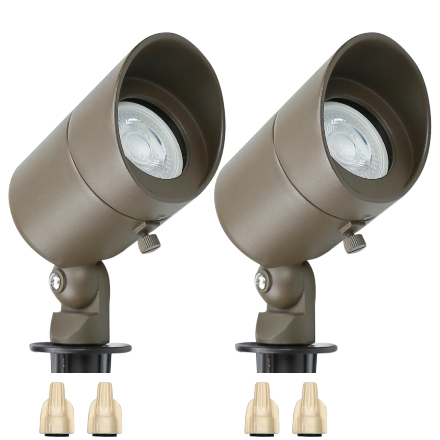 Lumina Lighting® 4W Landscape Lighting 12V Landscape Lights Low Voltage Landscape Spotlights Warm White Waterproof Outdoor Replaceable LED Bulb for Garden, Lawn, Porch, Patio and Yard(Bronze, 2-Pack)