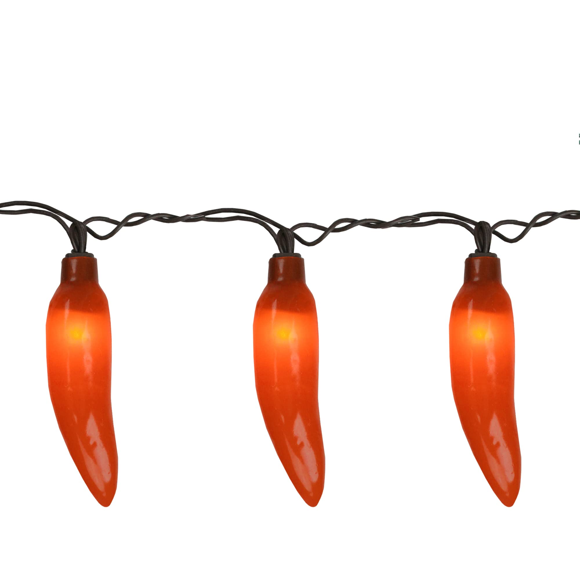 Northlight 35-Count Orange Chili Pepper Patio String Light Set, 22.5ft, Brown Wire, Plastic, Outdoor Decor