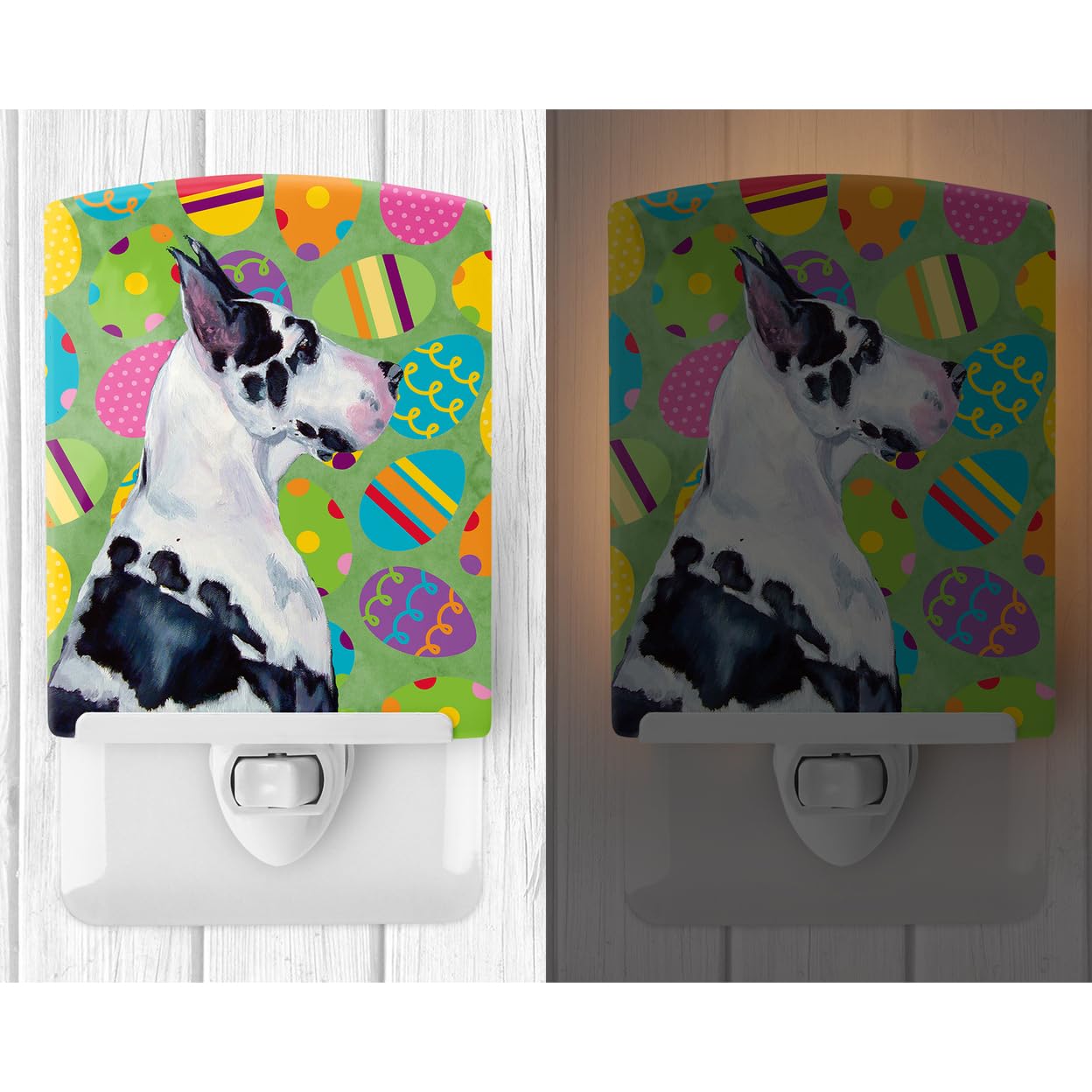 Carolines Treasures Night Light, Great Dane Easter Eggtravaganza, Ceramic, 6x4x3in, Model LH9416CNL, Multicolor