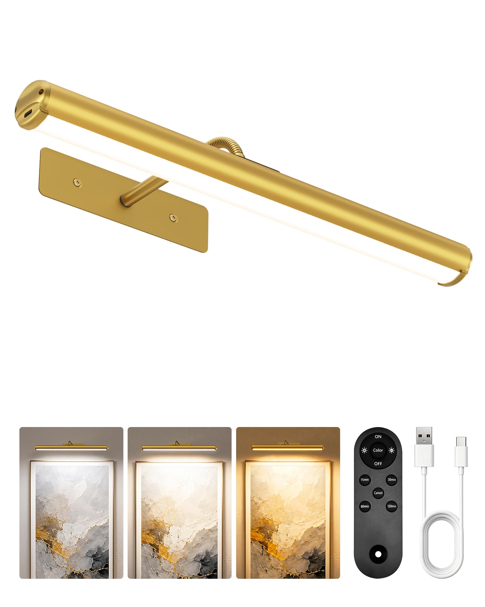 EZVALO 16 Picture Light for Wall, 6000mAh Rechargeable Wireless Picture Light with Remote, Dimmable Painting Light with 3 Color 