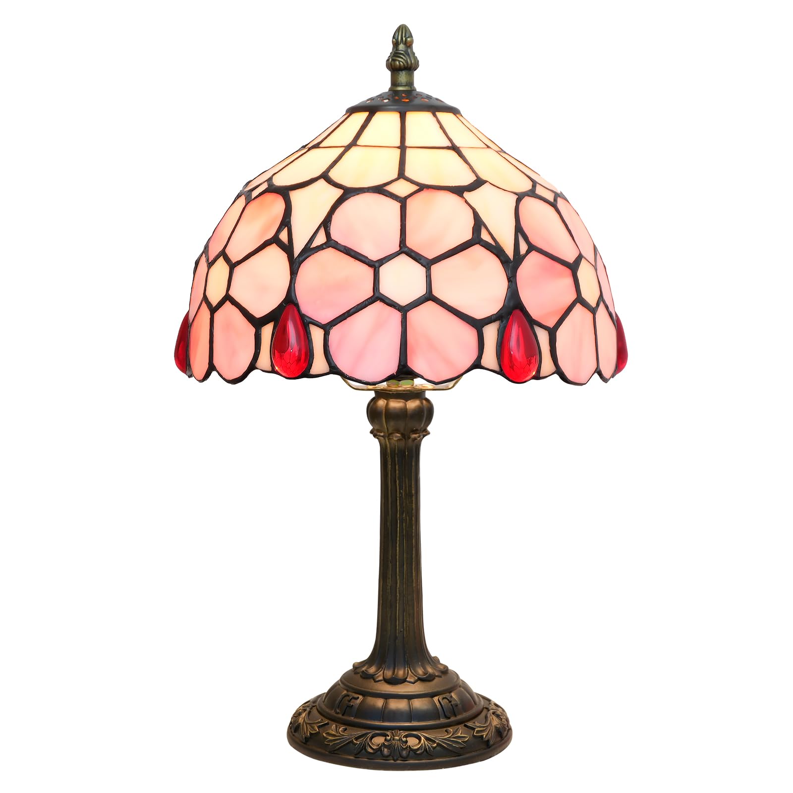 Wecrejoni Tiffany Lamp Stained Glass Lamp Small Bedside Table Lamps For Living Room Bedroom Dorm Kitchen Home Decor Festival Birthday Gift Cherry Blossoms