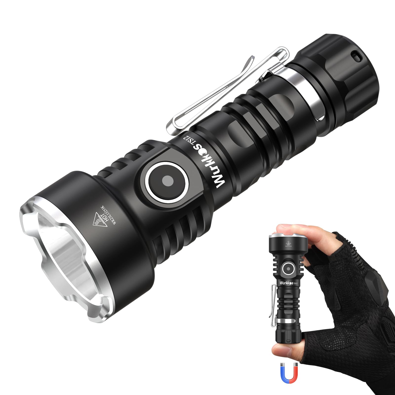 Wurkkos TS12 SFT25R Mini Flashlight Rechargeable,1350 High Lumens Pocket Flashlight, Super Bright Small LED Flash Light, IP68 Wa