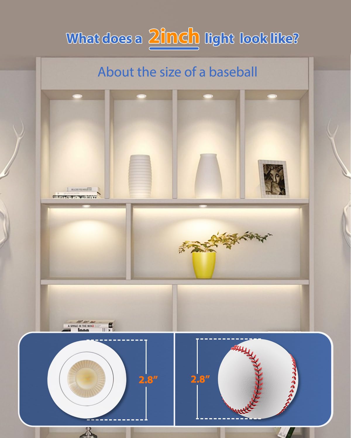 Adetu 2 Inch Gimbal LED Recessed Lighting, 5CCT, 550LM, 12 Pack, Adjustable, White - Model 867b2e65
