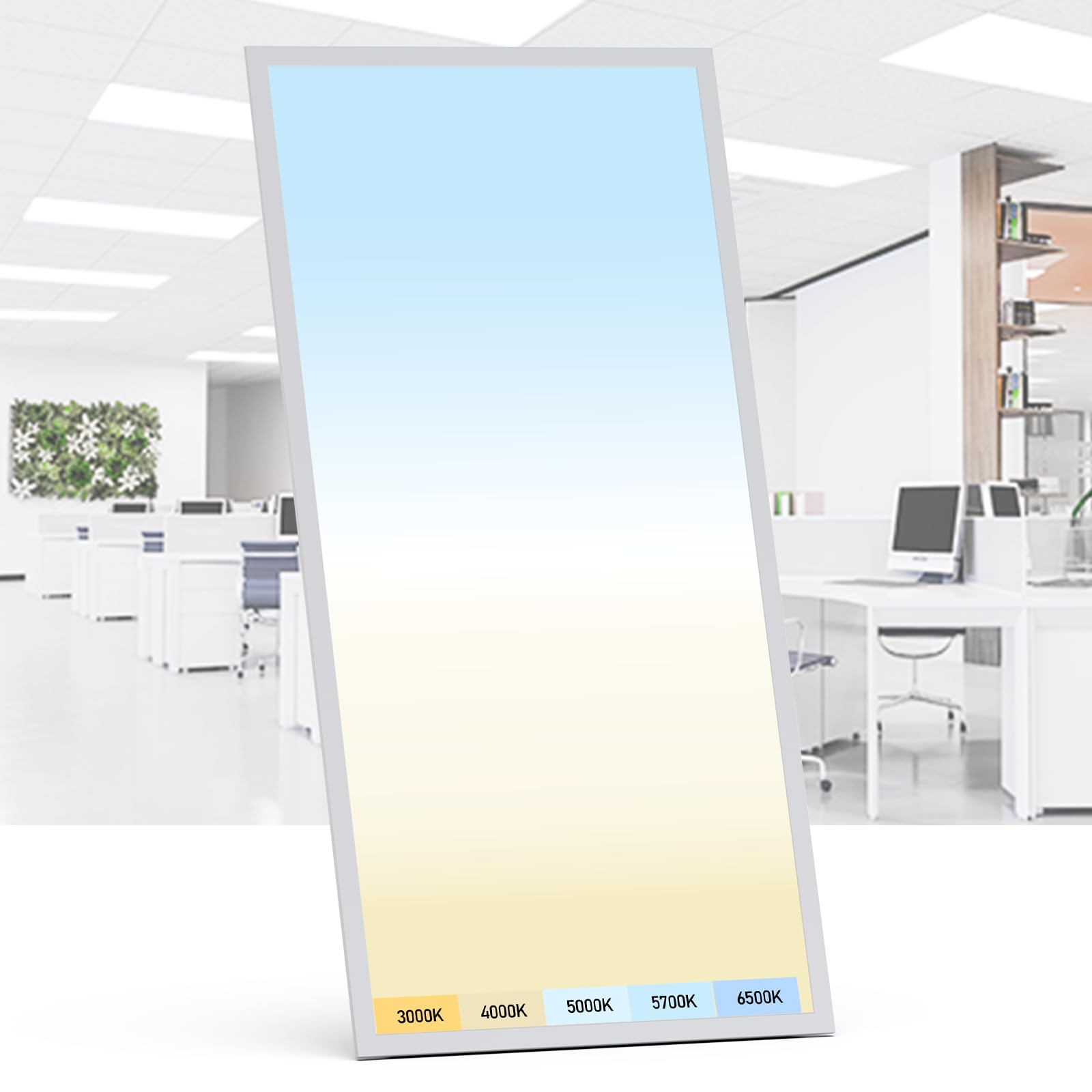 AIKVSXER 2x4 LED Flat Panel Light - Selectable 5 CCT 3000K-6500K & 5 Wattage 30-70W 6600Lm 0-10V Dimmable 2 x 4 led Drop Ceiling