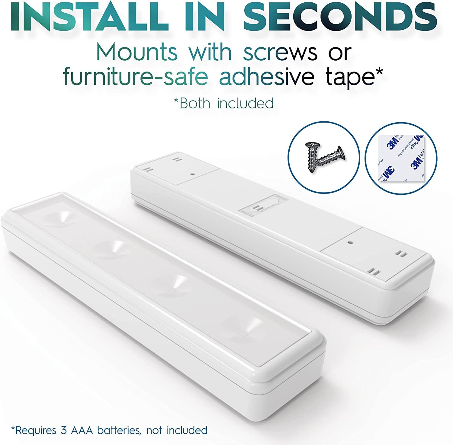Brilliant Evolution Wireless LED Under Counter Lights - 6-Pack, Warm White, Battery Operated, 8.5" x 2" x 0.6", Includes 2 Remotes