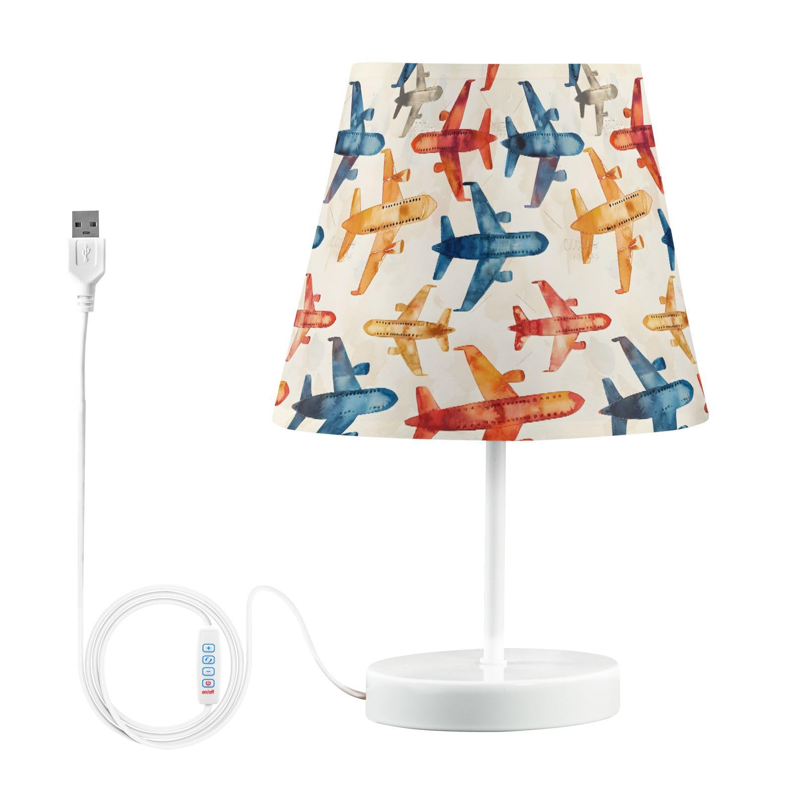 ALAZA Abstract Plane Color Decor Bedside Table Lamp with USB Port 3 Color Temperatures LED Desk Lamp for Bedroom Office M