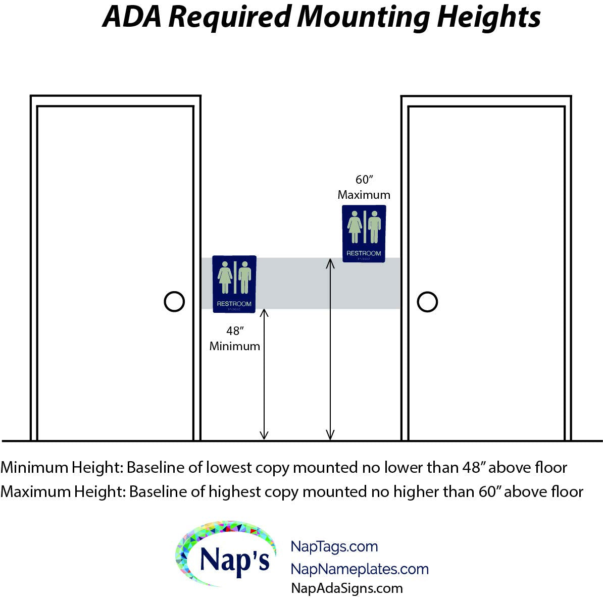 Nap Tags - Ada Compliant Exit Sign With Braille (6" X 3" Blue Sign), Indoor, Easy Installation, Made In The Usa