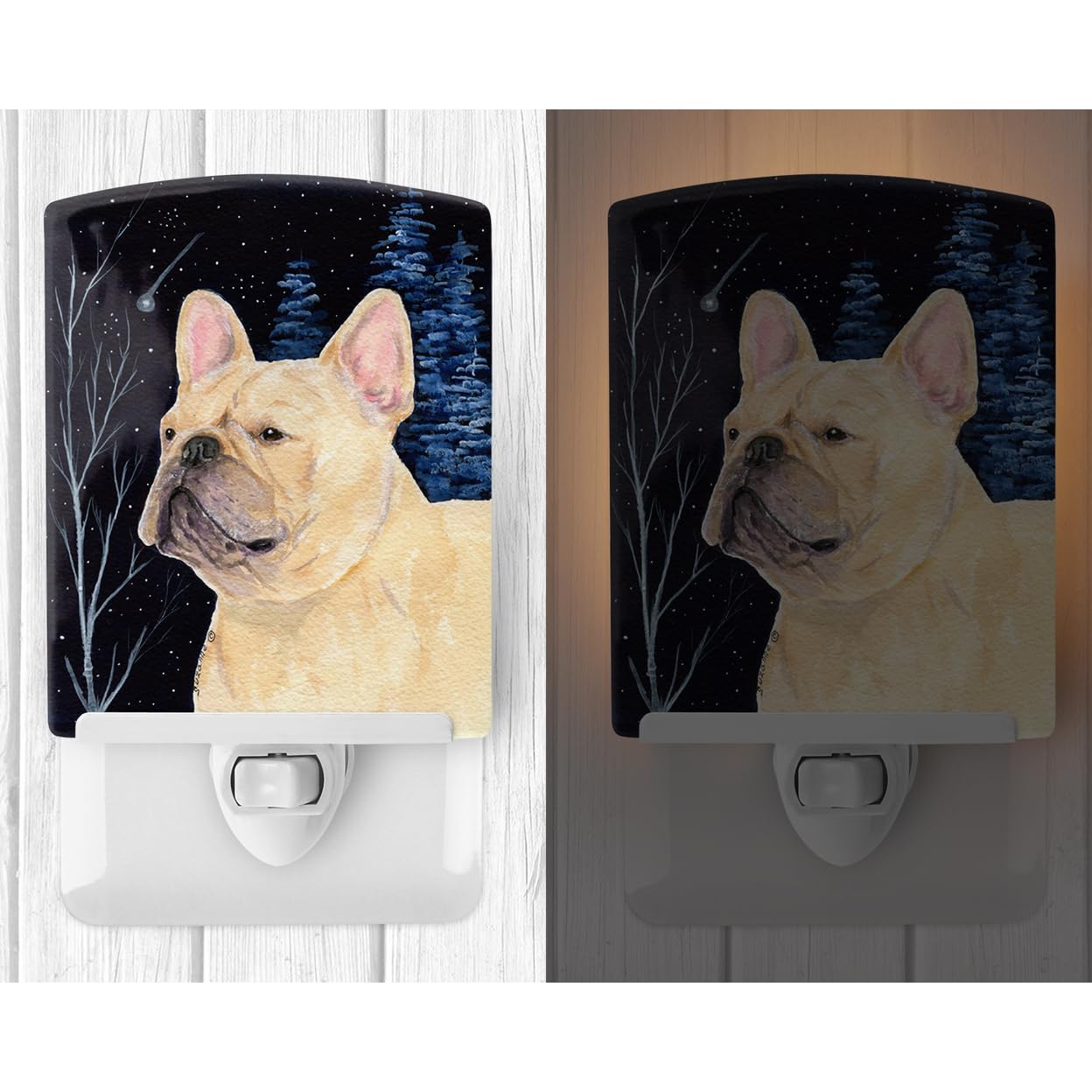 Carolines Treasures Ceramic Night Light, SS8441CNL, 6x4x3in, UL-Certified, French Bulldog Design, Multicolor