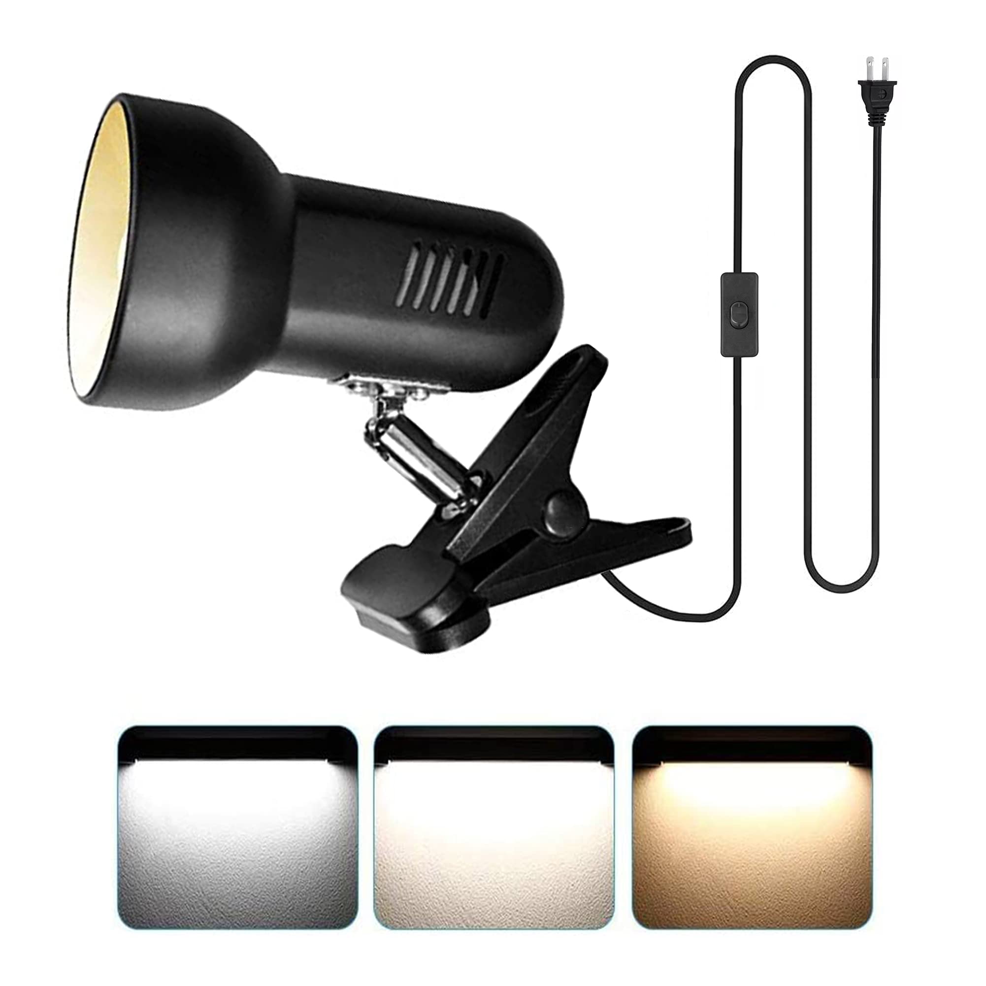 INKECI LED Clamp Work Lamp, 5W 360 Rotatable Head, Ultra Bright Work Bench Light, Desk Lamp with Clip,3 Color Temperature Modes,