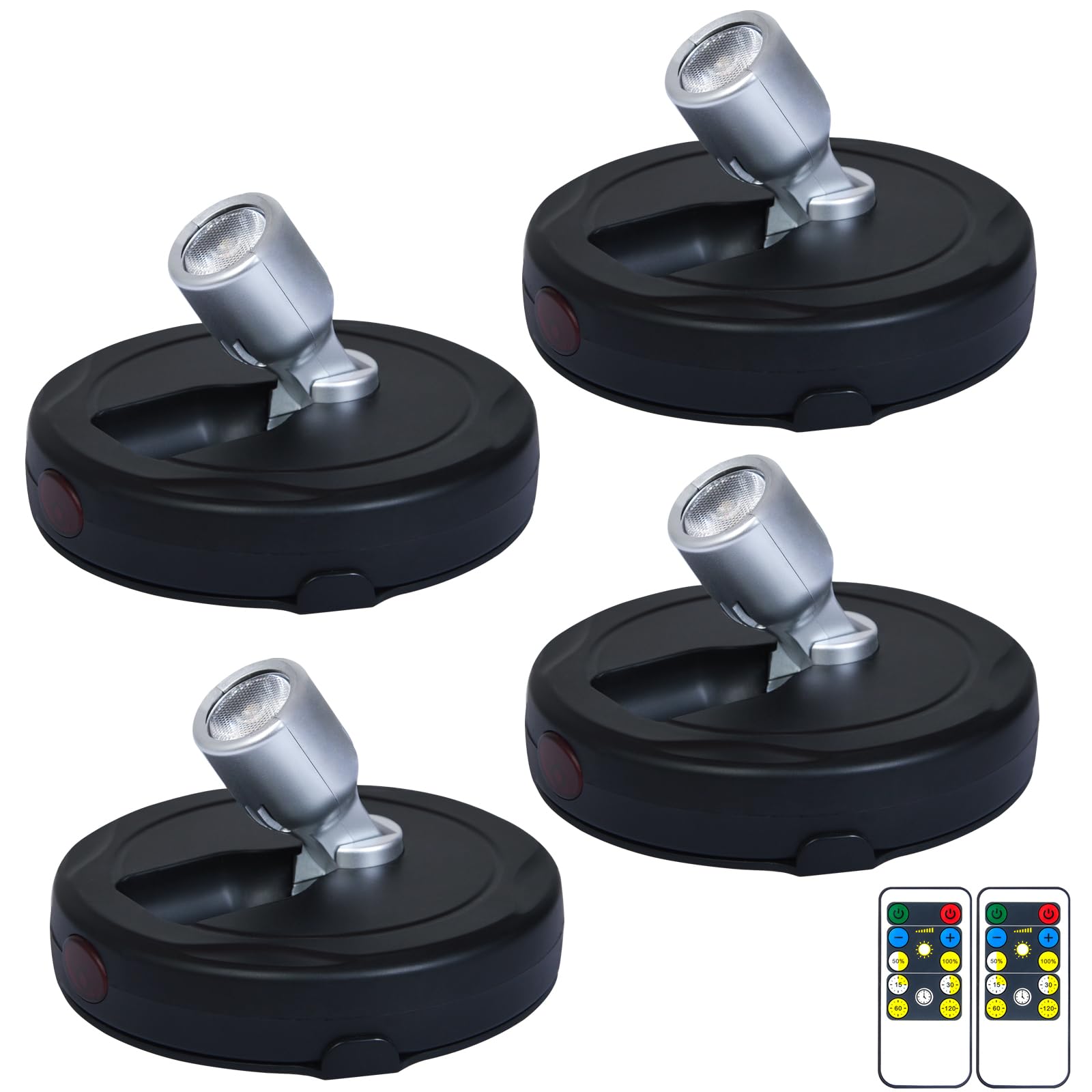 BERGUSTCH Battery Powered LED Spotlight, Wall Picture Lights, Indoor Uplighting, Puck Lights with Remote, Plants Spot Light, Dis