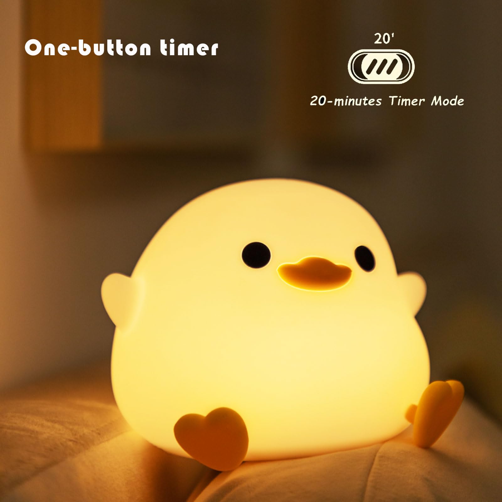 Hplvetoys Duck Night Light Led Luminous Night Light Luminous Night Light Silica Gel Creative Light For Bedside Lighting Reading Light Suitable Bedroom Decoration