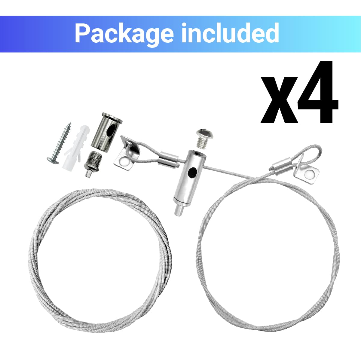 Hamrvl 4 Set Aquarium Light Suspension Cables Kit - Adjustable Steel Hanging Chains 5Ft Lighting Fixture Chains Heavy Duty Stainless Steel Rope For Commercial Aquarium Fish Tank Light Led Panel Light