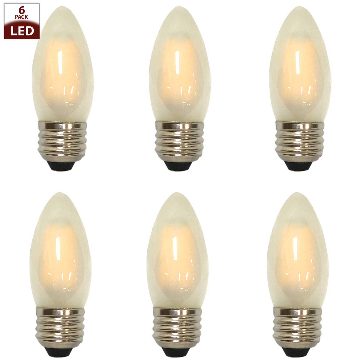 Royal Designs, Inc Lb-1501-6 Lb-1501-6 Vintage Dimmable Edison Light Bulb, C6/E26, Frosted, 6 Count