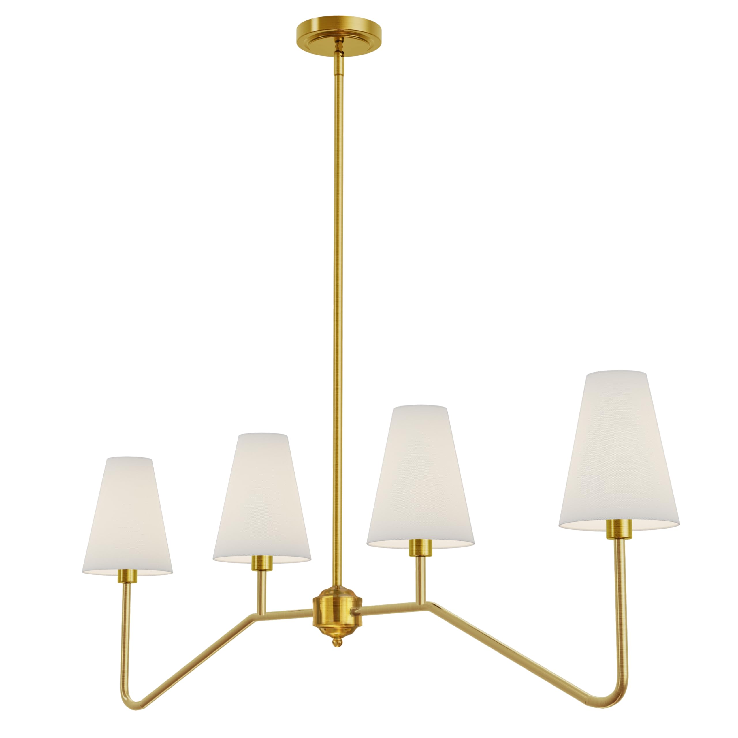 Electro Bp 47&quot; W 4-Light Linear Chandelier, Gold With White Shades, Kitchen Island Lighting