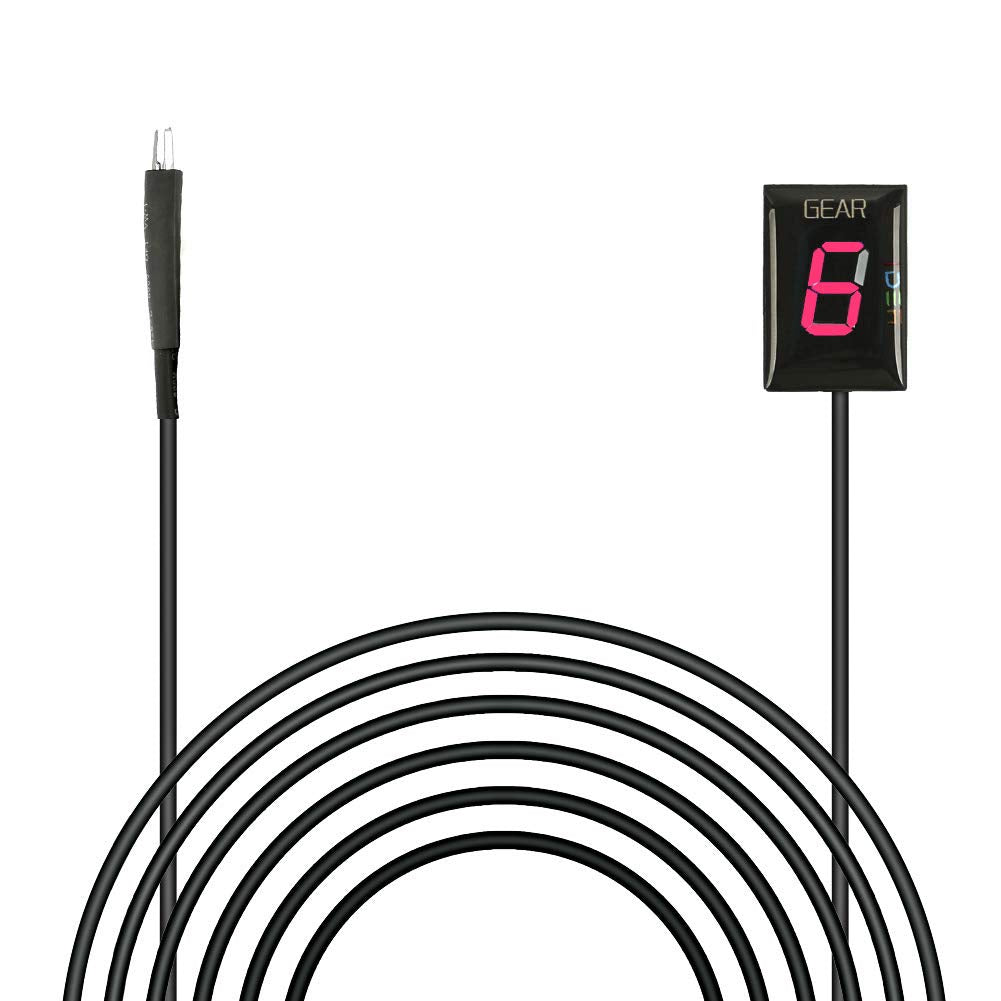 Idea Waterproof Motorcycle Gear Indicator - LED Digital Display for Honda CB300F CBR400R CBR600RR Fury NC - Red - Model CE21 - Plastic