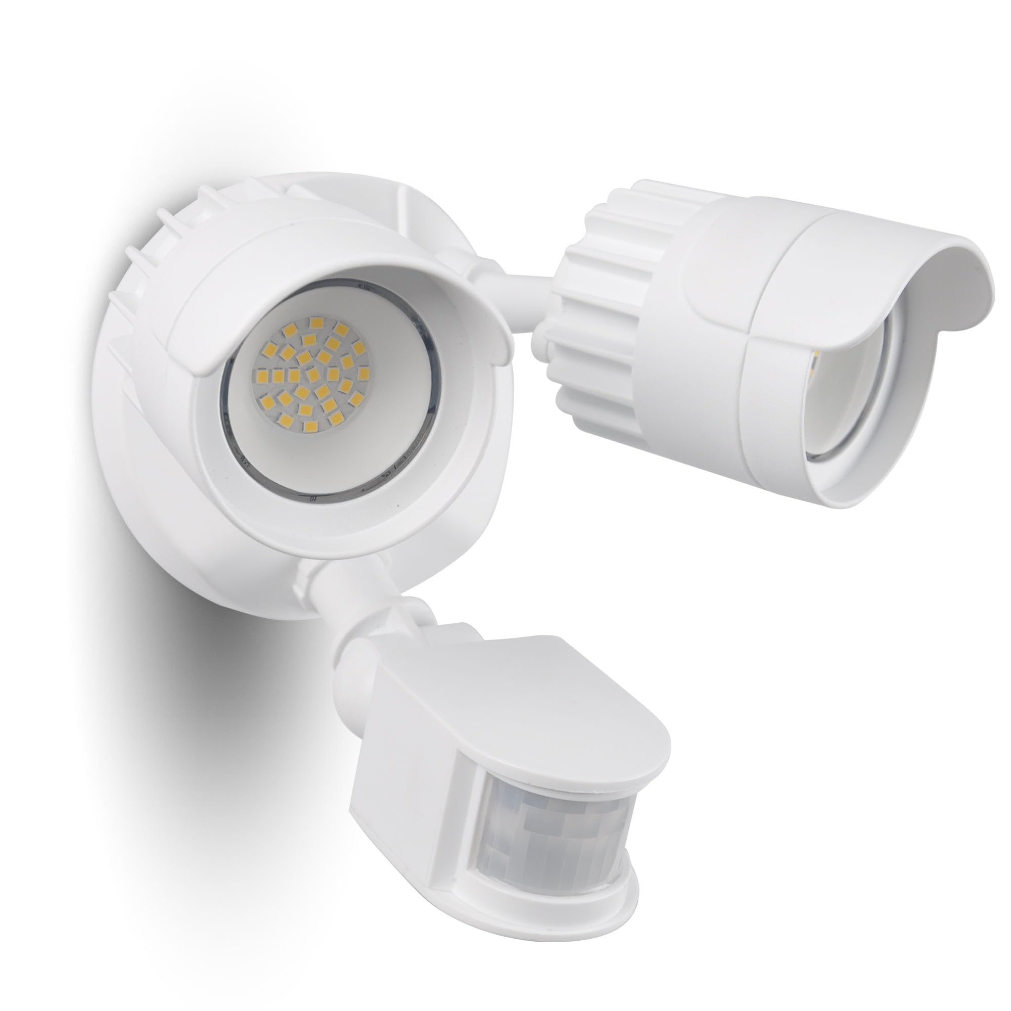 Luxfly Led Motion Sensor Outdoor Lights, 34W 3500Lm 5000K Daylight, Ip65 Waterproof, Dusk To Dawn Flood Light, 2 Head Motion Detector Security Lights For Outside, Patio, Garage, Yard (White, 1 Pack)