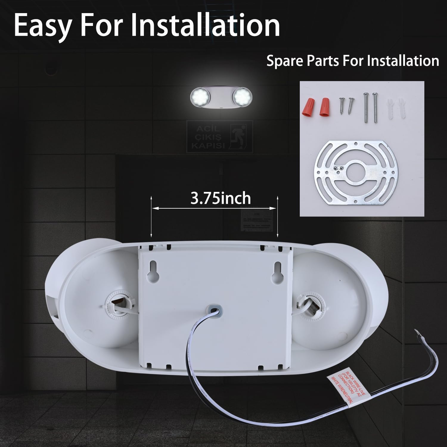 Apmeetlux Emergency Light 200lm Battery Backup 4 Hours Hardwired Round White Model EMGU2509-RW