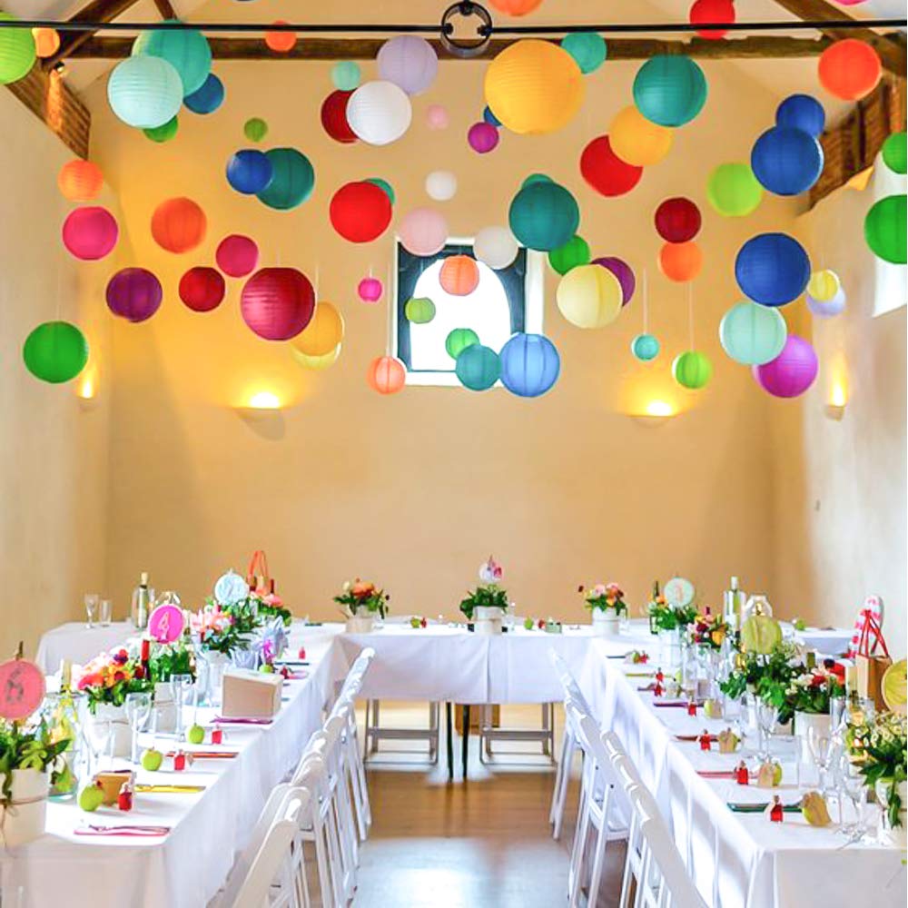 Zjhai 16 Pcs Colorful Paper Lanterns - Multi-Color Hanging Decorations For Party, Wedding, Home (Sizes: 4, 6, 8, 10 In)