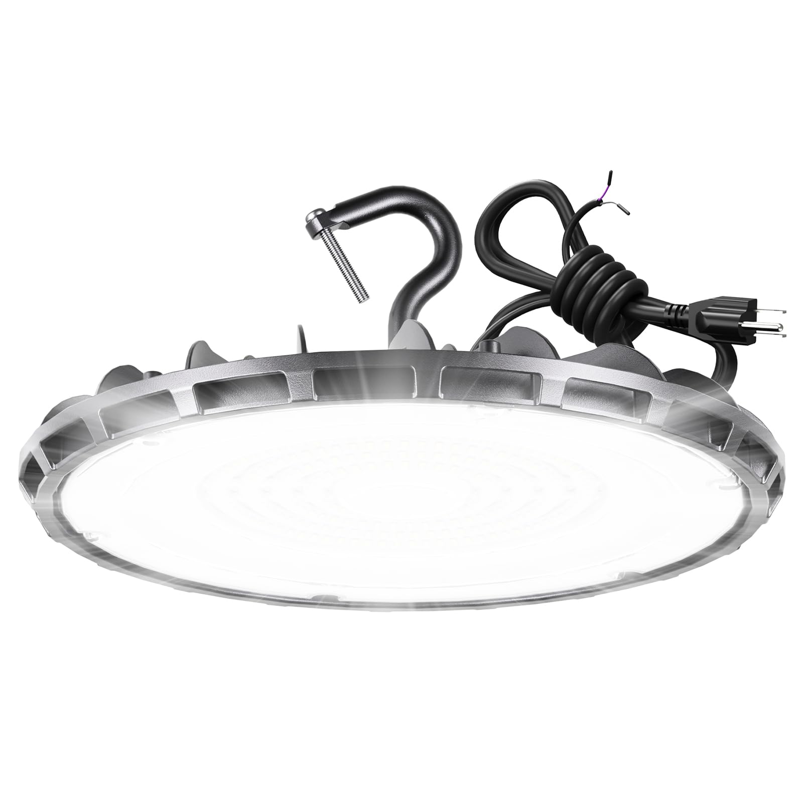 Jc-Lgl Ufo Led High Bay Light 200W 1Pack  High Bay Led Shop Lights 5000K 22 000Lm With Us Plug  Hanging Hook  Safe Rope  Waterproof Commercial Bay Lighting For Warehouse Factory Barn Shop - Ul Listed