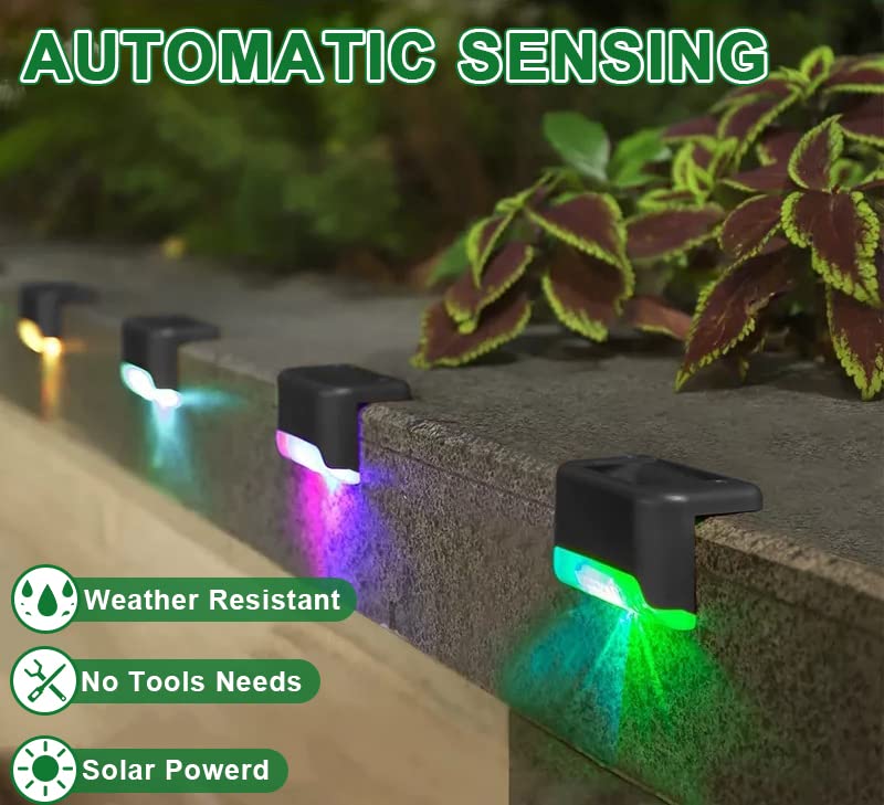 K.E.J. Solar Pool Lights Color Changing LED Deck Lights Waterproof Outdoor 8 Pack Black-Color
