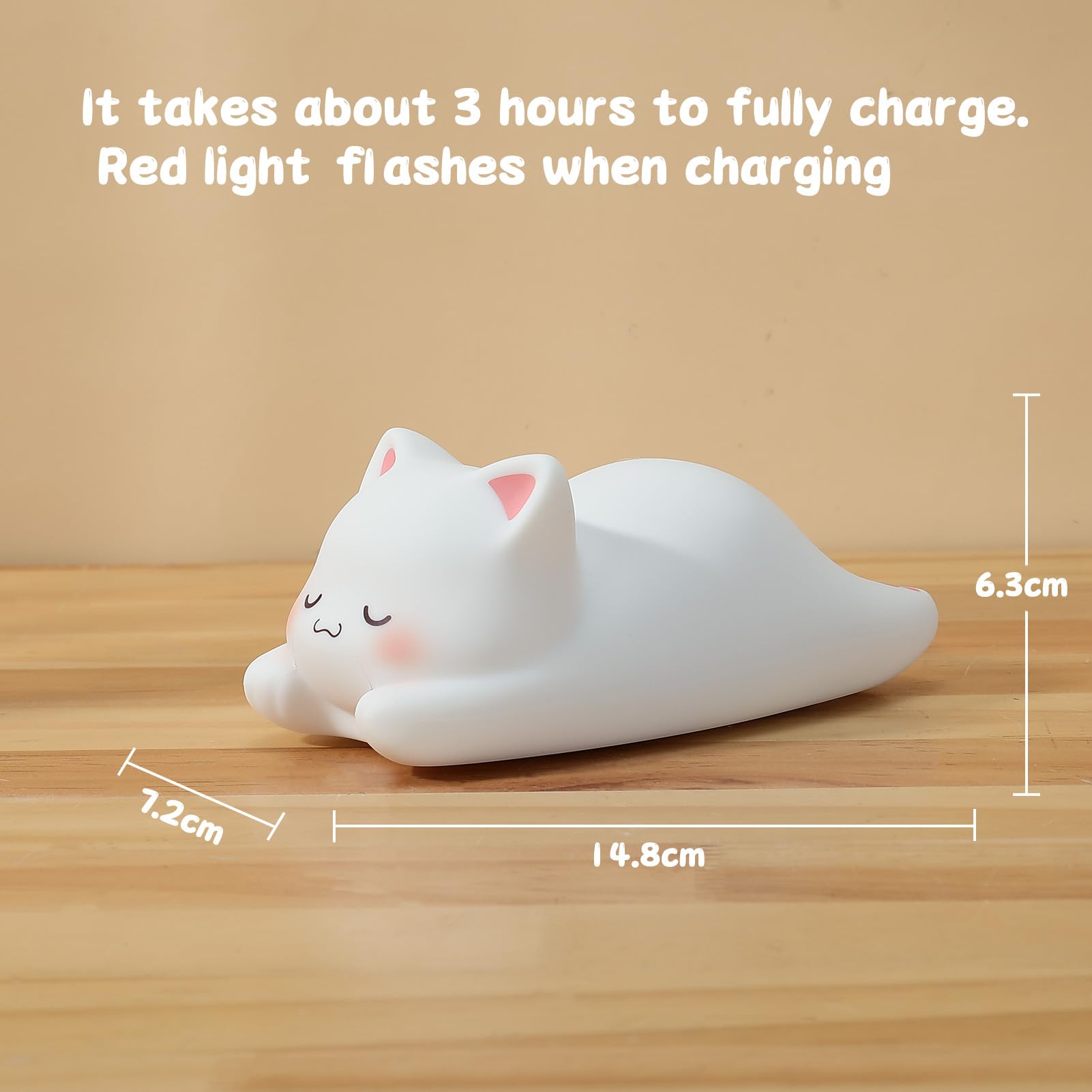 LOVERUIS Cute Night Light for Kids Cat Night Lights Baby Girl Squishy NightLight 1/3 Hour Timer Kitty Light Dimmable Nursery Lam