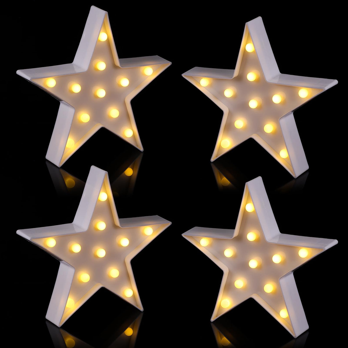Tarpop 4 Pcs Star Plastic Night Light Battery Operated LED Marquee Star Sign Party Movie Theater Decor Room Wall Lamp for Kids B